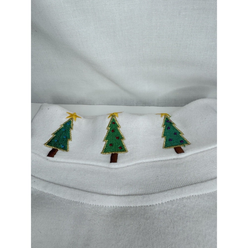 Bobbie Brooks Women's M Christmas Tree Embroidered Mock Neck Shirt Holiday